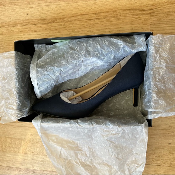 Nina Nina60 pointed toe navy satin pump - Picture 6 of 6